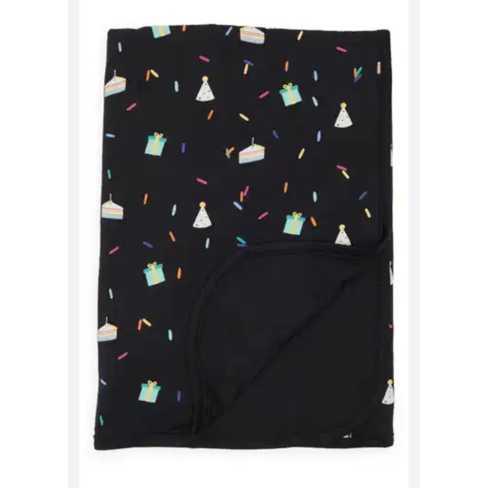 Kyte Baby Midnight Birthday Bamboo Swaddle Blanket Black Party Print NWT